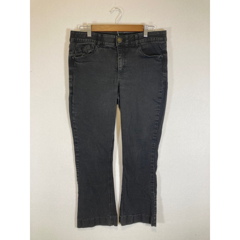 Chic Comfort Democracy Womens 12 Black Absolution Cropped Flare Jeans‎ B1221RISL